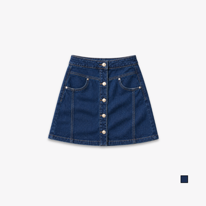 COLEGACY Women Button Denim Mini Skirt