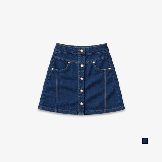 COLEGACY Women Button Denim Mini Skirt