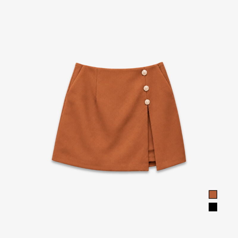 COLEGACY Women Button Detail Wrap Skort