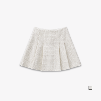 COLEGACY Women Pleated Tweed Mini Skirt