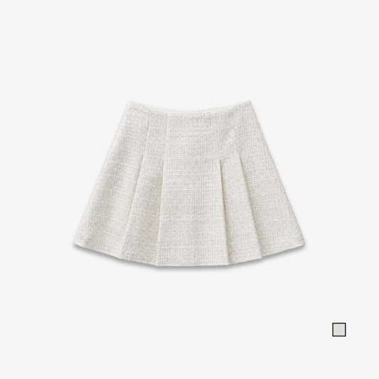 COLEGACY Women Pleated Tweed Mini Skirt