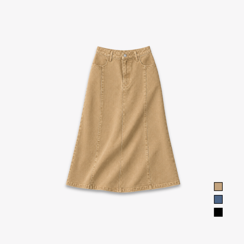 PISCO Women A-Line Denim Maxi Skirt