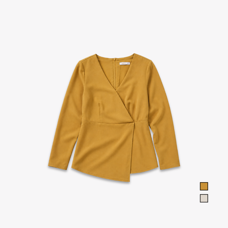 PISCO Women Elegant Wrap Front Blouse