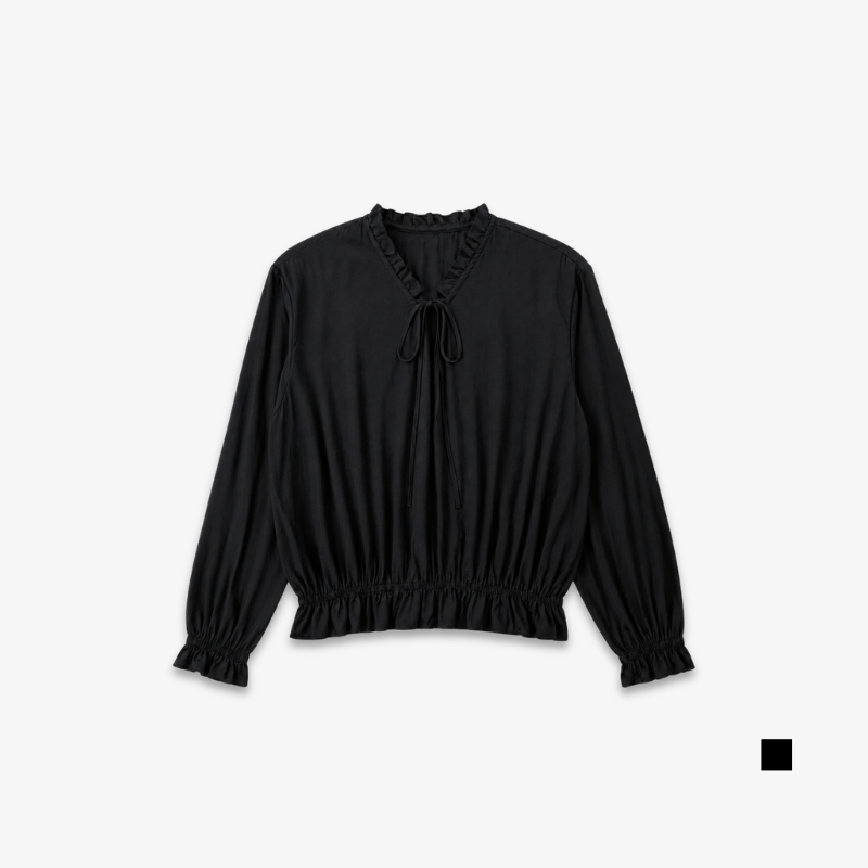PISCO Women Ruffle Neck Tie Blouse