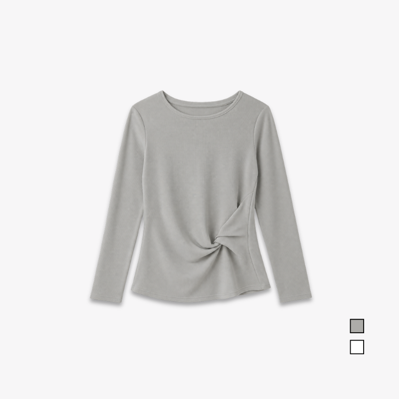 PISCO Women Twist Front Ribbed Long Sleeve Top