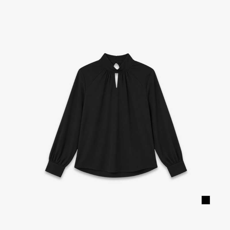 PISCO Women High Neck Keyhole Blouse