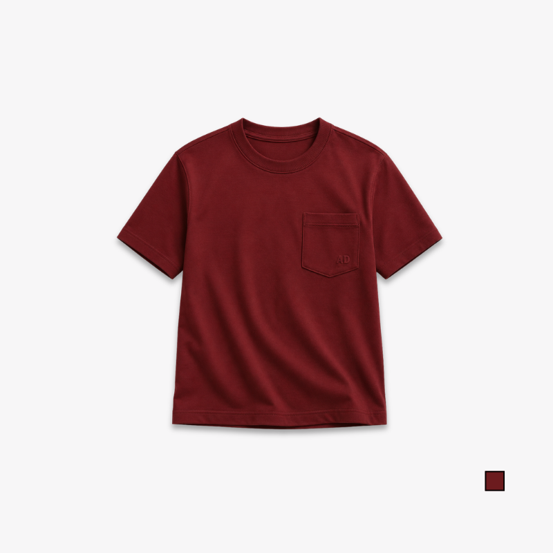 AD Men Basic Burgundy Pocket T-Shirt