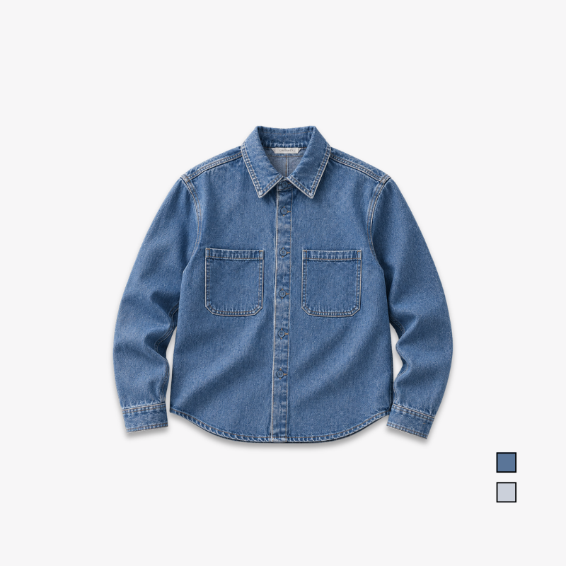 COLEGACY Men Long Sleeve Pocket Denim Jacket