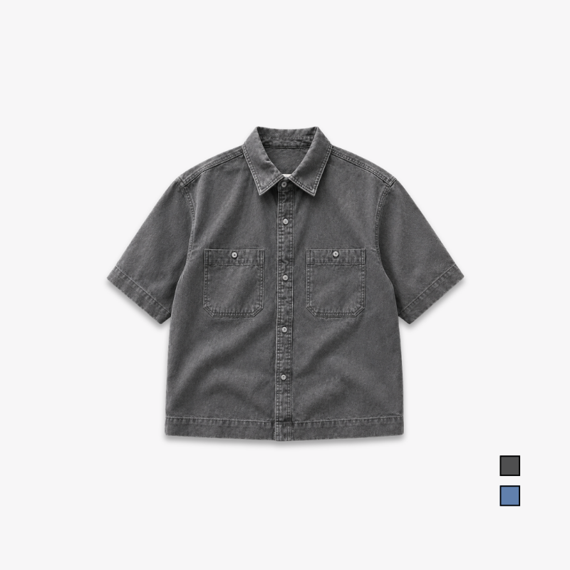 COLEGACY Men Denim Short Sleeve Shirt