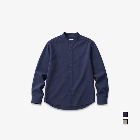 COLEGACY Men Mandarin Collar Long Sleeve Shirt