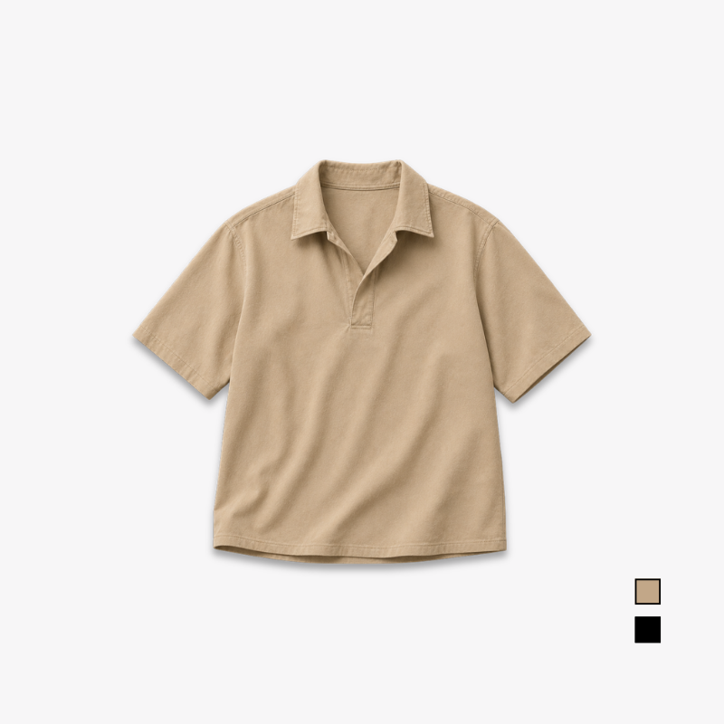 COLEGACY Men Open Collar Short Sleeve Shirt