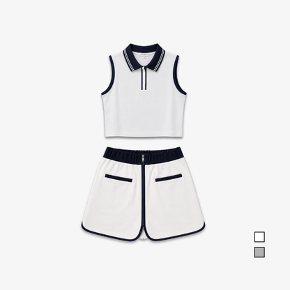 COLEGACY Women Sporty Crop Top & Skirt Set