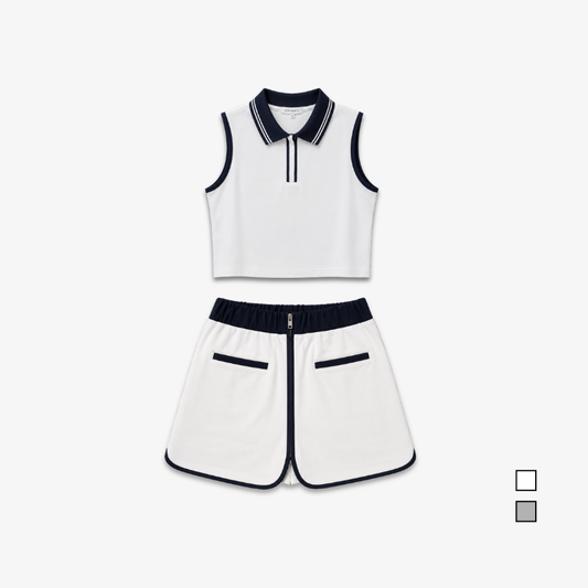 COLEGACY Women Sporty Crop Top & Skirt Set