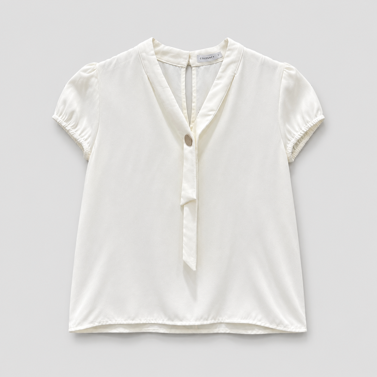 COLEGACY Women Elegant V-Neck Tie Detail Blouse