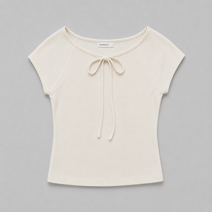 COLEGACY Women Ribbon Tie Crop Top