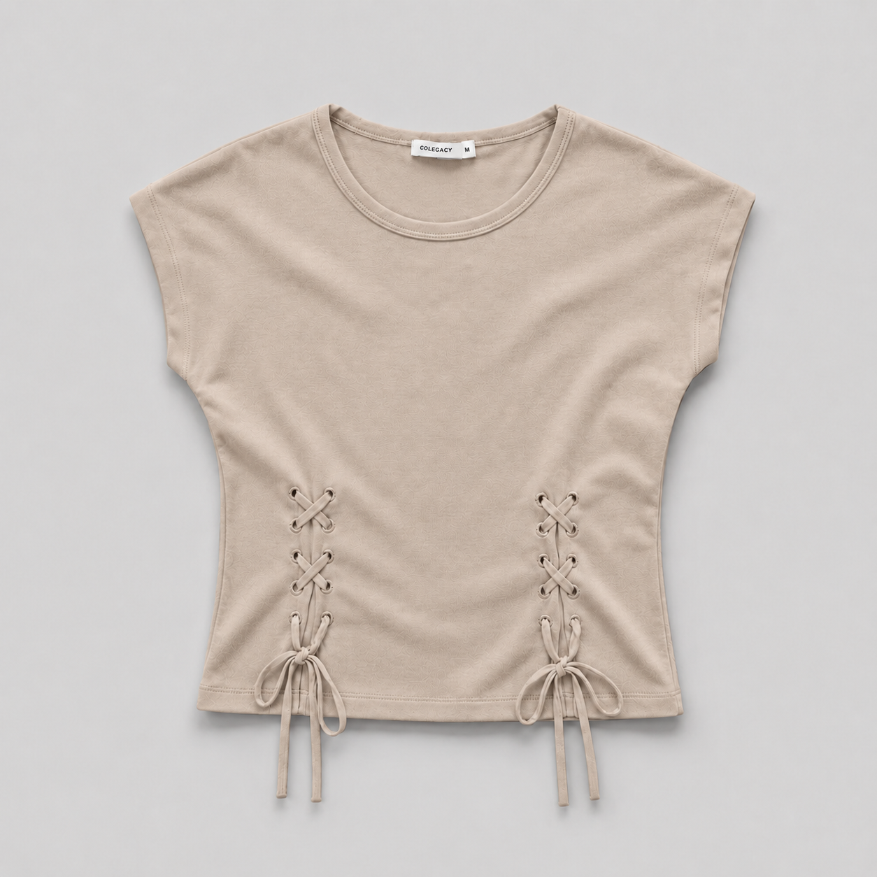 COLEGACY Women Lace-Up Short Sleeve Top