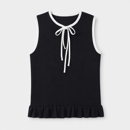 COLEGACY Women Elegant Ribbon Knit Sleeveless Top