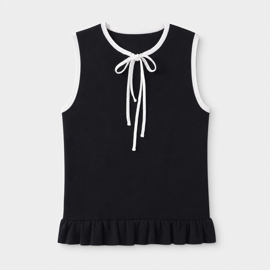 COLEGACY Women Elegant Ribbon Knit Sleeveless Top
