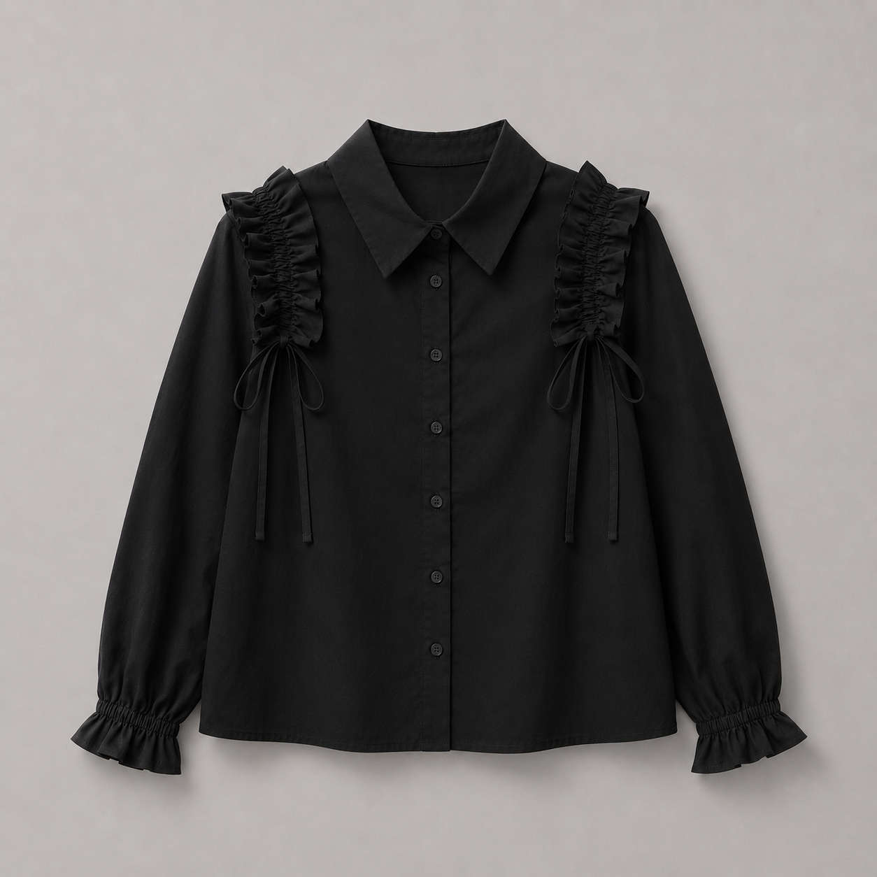 COLEGACY Women Ruffle Shoulder Blouse