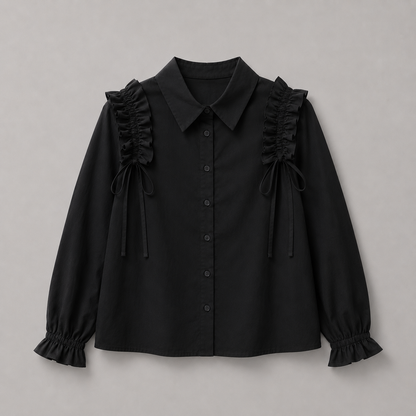 COLEGACY Women Ruffle Shoulder Blouse