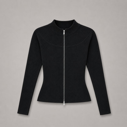 COLEGACY Women Zip Knit Long Sleeve Top