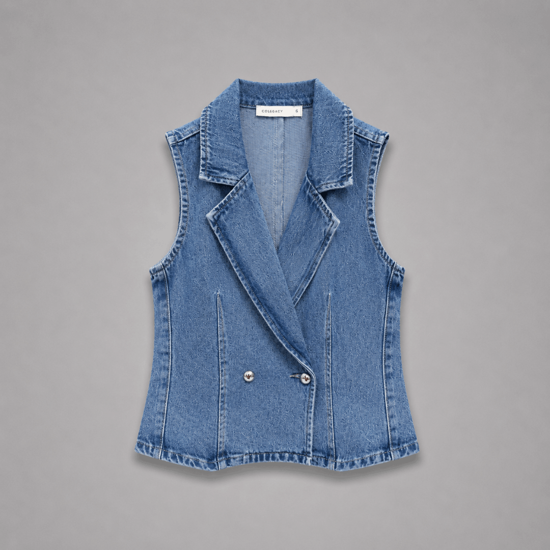 COLEGACY Women Sleeveless Denim Vest