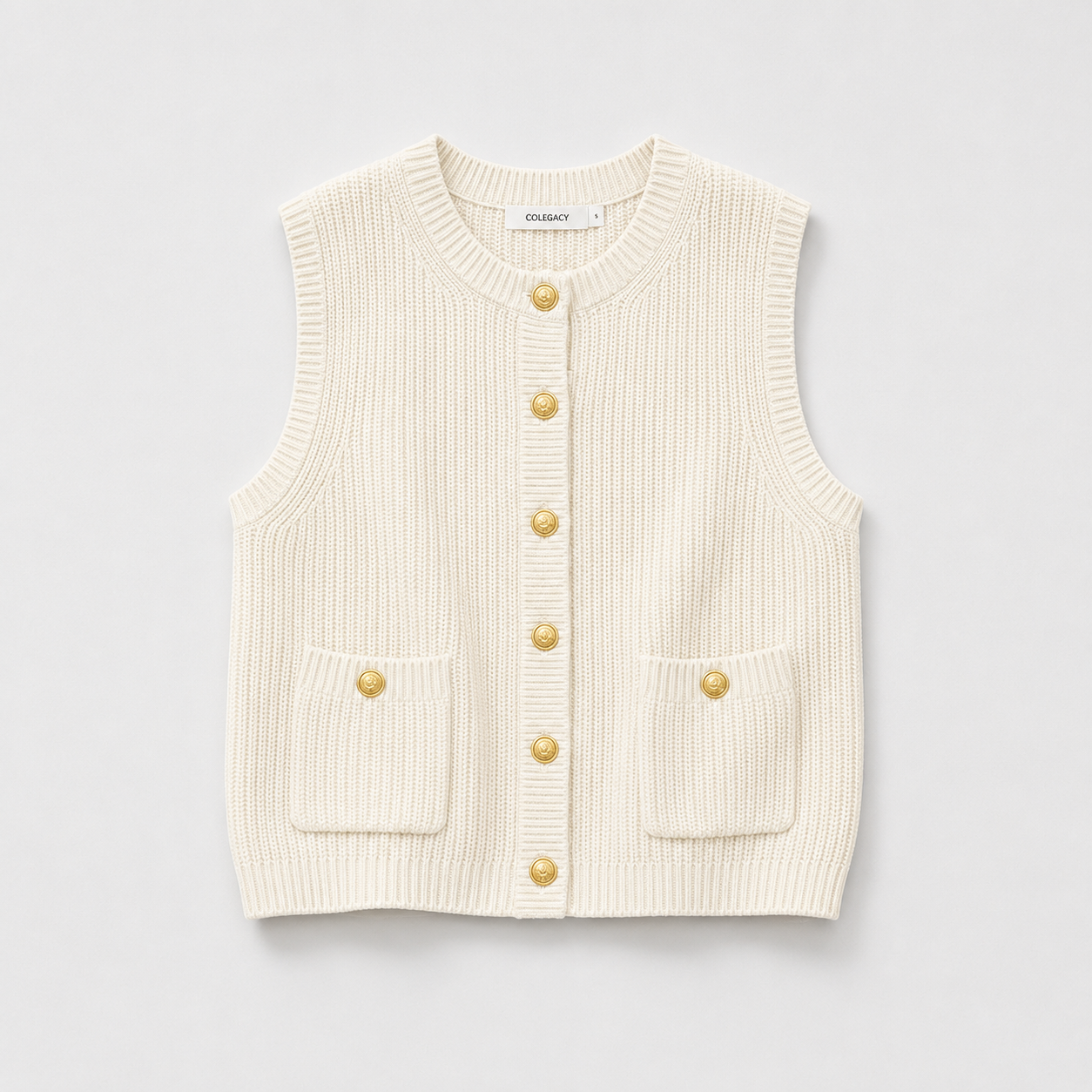 COLEGACY Women Elegant Knit Button Vest