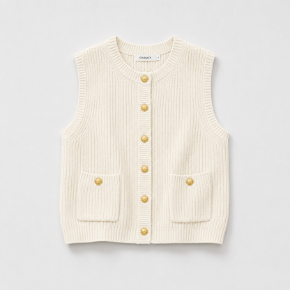 COLEGACY Women Elegant Knit Button Vest