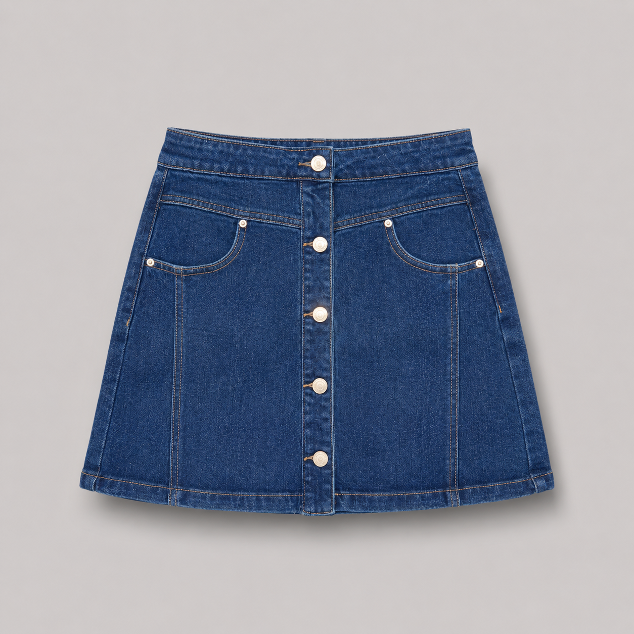 COLEGACY Women Button Denim Mini Skirt
