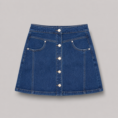 COLEGACY Women Button Denim Mini Skirt