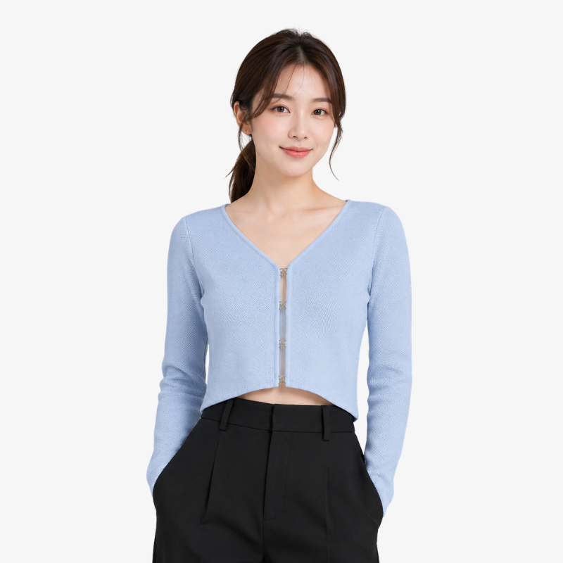 COLEGACY Women Knit Long Sleeve Crop Top