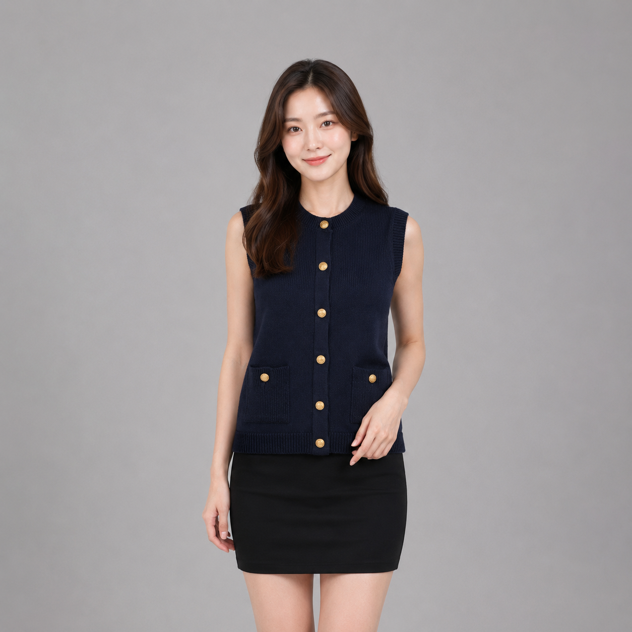 COLEGACY Women Elegant Knit Button Vest