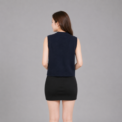 COLEGACY Women Elegant Knit Button Vest
