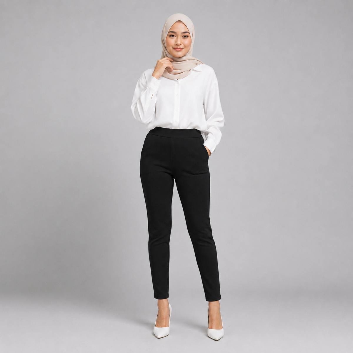 YFS Women OL Stretchable Skinny Fit Plain Color Leggings