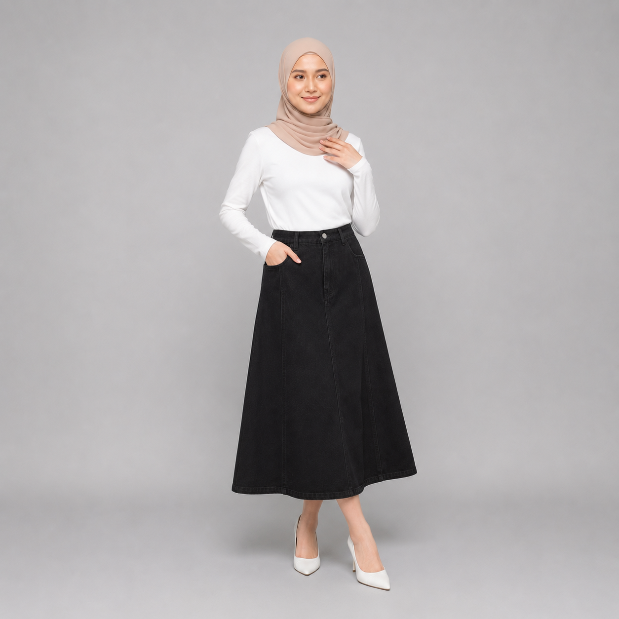 PISCO Women A-Line Denim Maxi Skirt