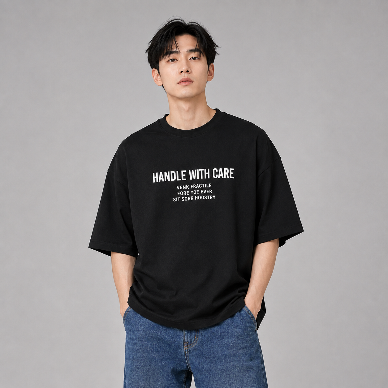 AD Men Black “Handle With Care” Graphic Tee