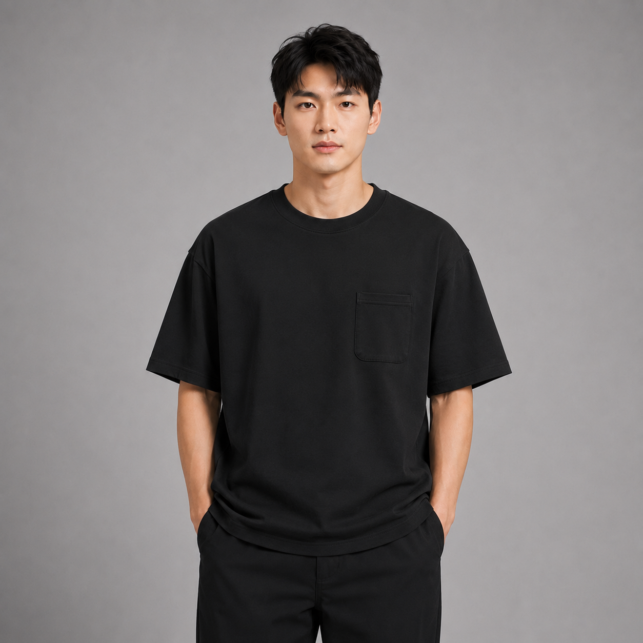 AD Men Premium Relax Fit Pocket Tee | Oversized Cotton T-Shirt | Basic Plain Tee Streetwear | Unisex Loose Fit