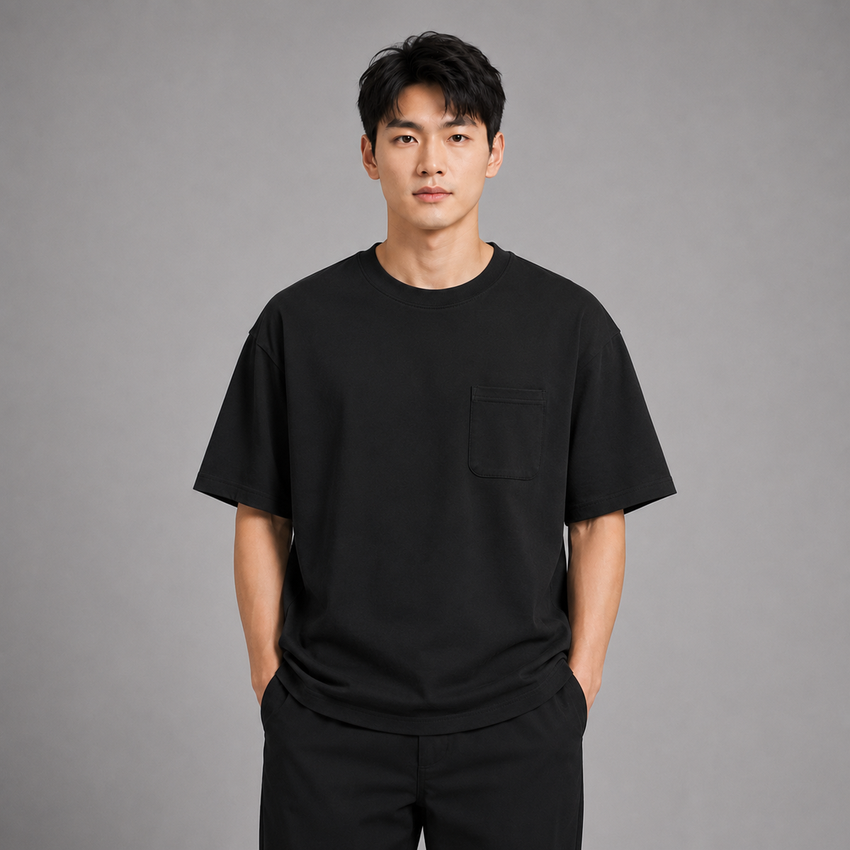 AD Men Premium Relax Fit Pocket Tee | Oversized Cotton T-Shirt | Basic Plain Tee Streetwear | Unisex Loose Fit