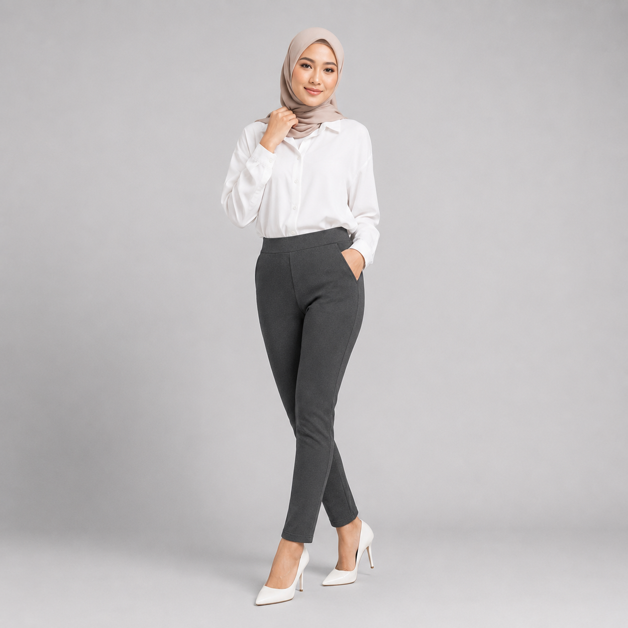 YFS Women OL Stretchable Skinny Fit Plain Color Leggings