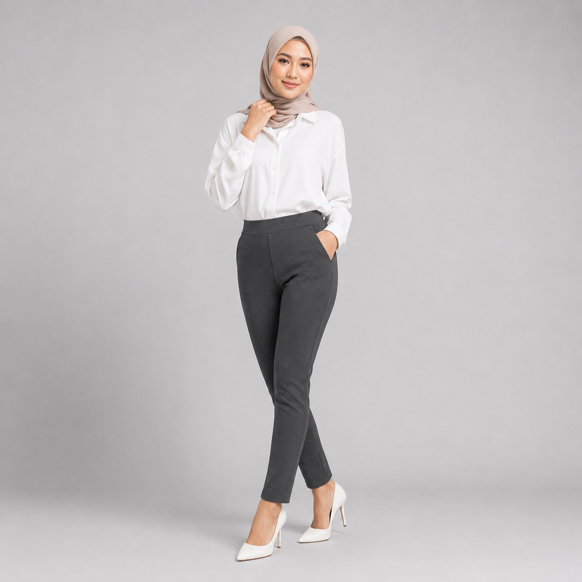 YFS Women OL Stretchable Skinny Fit Plain Color Leggings