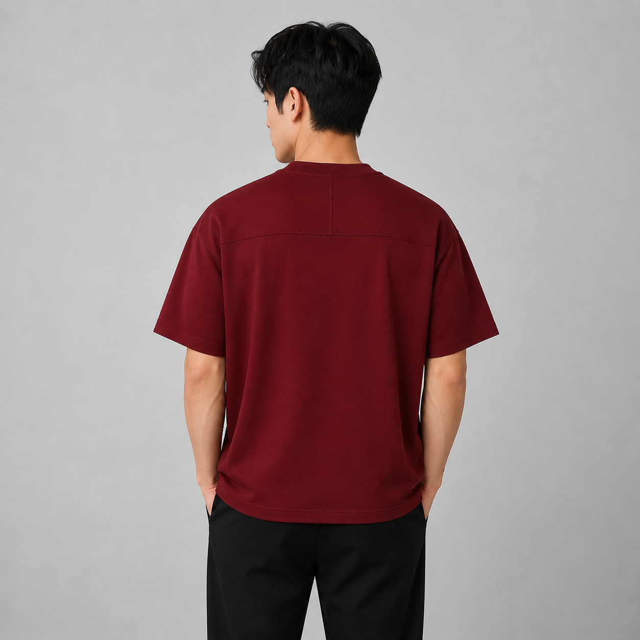 AD Men Basic Burgundy Pocket T-Shirt