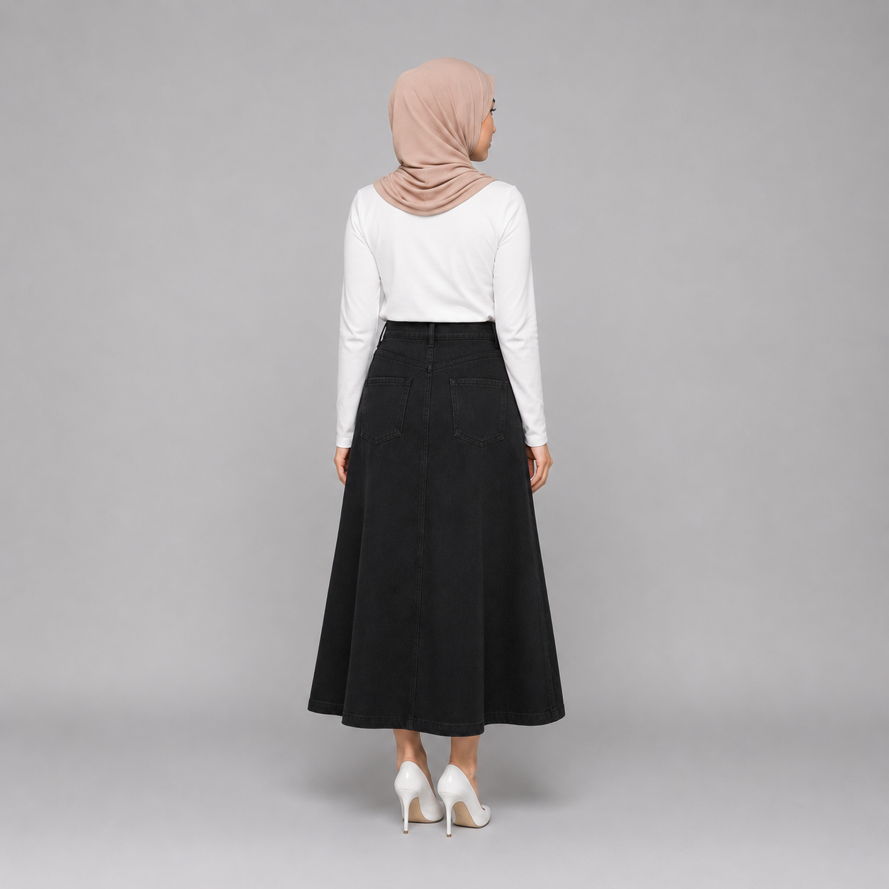 PISCO Women A-Line Denim Maxi Skirt