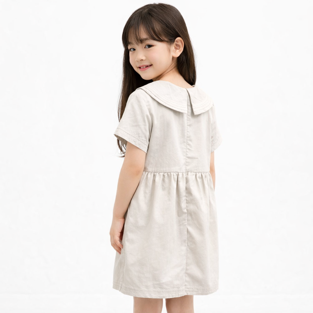 AD Kids Girls Sailor Collar Dress | Cute Korean Style Cotton A-Line Toddler Dress