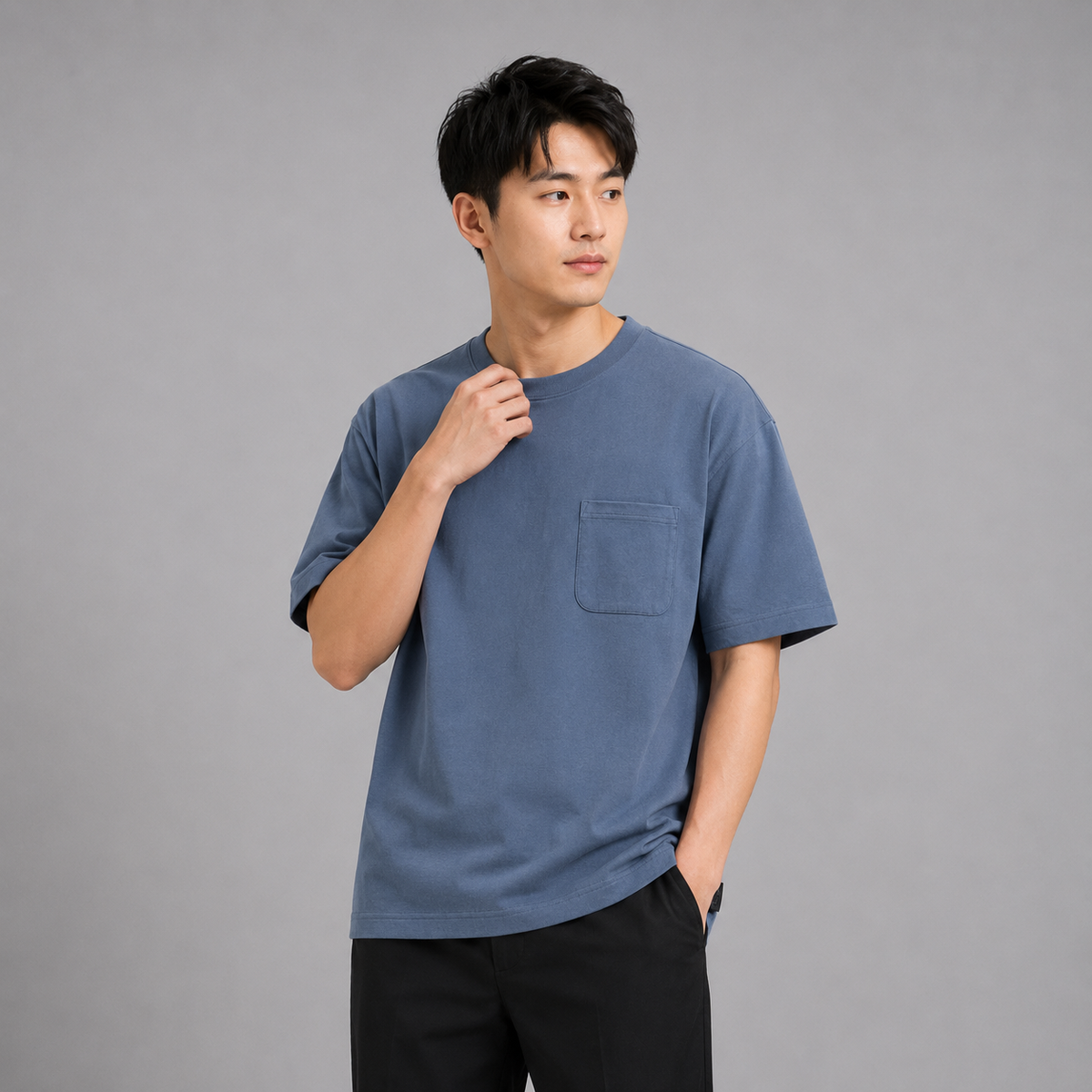 AD Men Premium Relax Fit Pocket Tee | Oversized Cotton T-Shirt | Basic Plain Tee Streetwear | Unisex Loose Fit