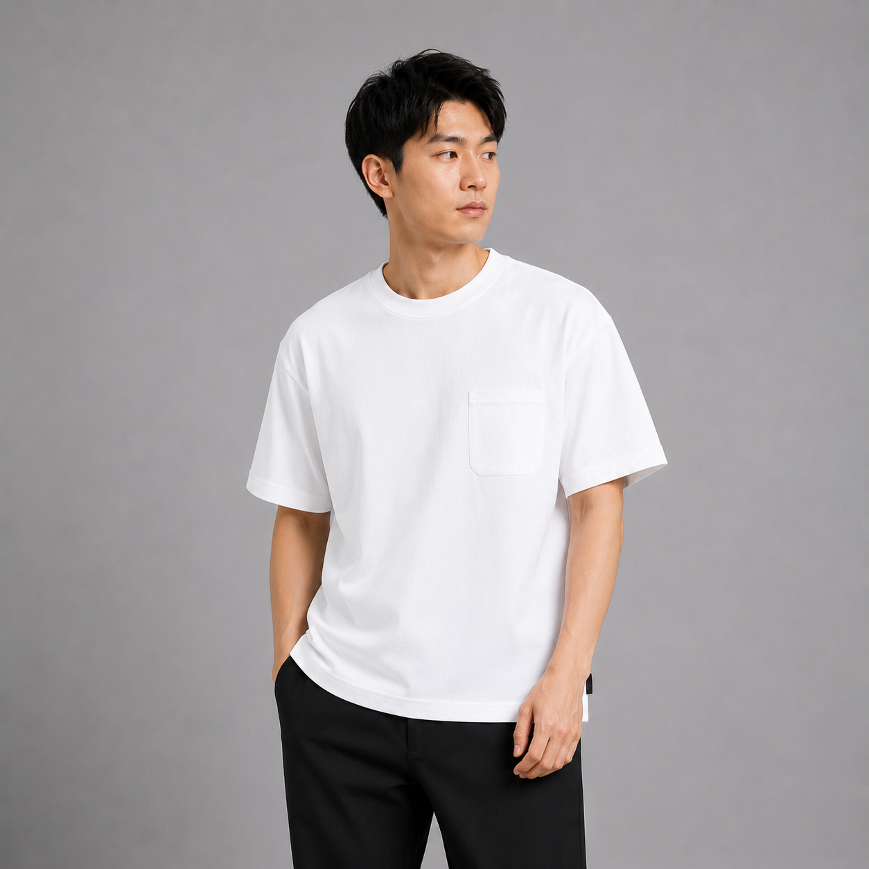 AD Men Premium Relax Fit Pocket Tee | Oversized Cotton T-Shirt | Basic Plain Tee Streetwear | Unisex Loose Fit