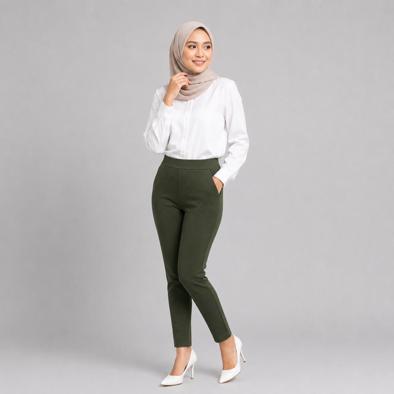 YFS Women OL Stretchable Skinny Fit Plain Color Leggings