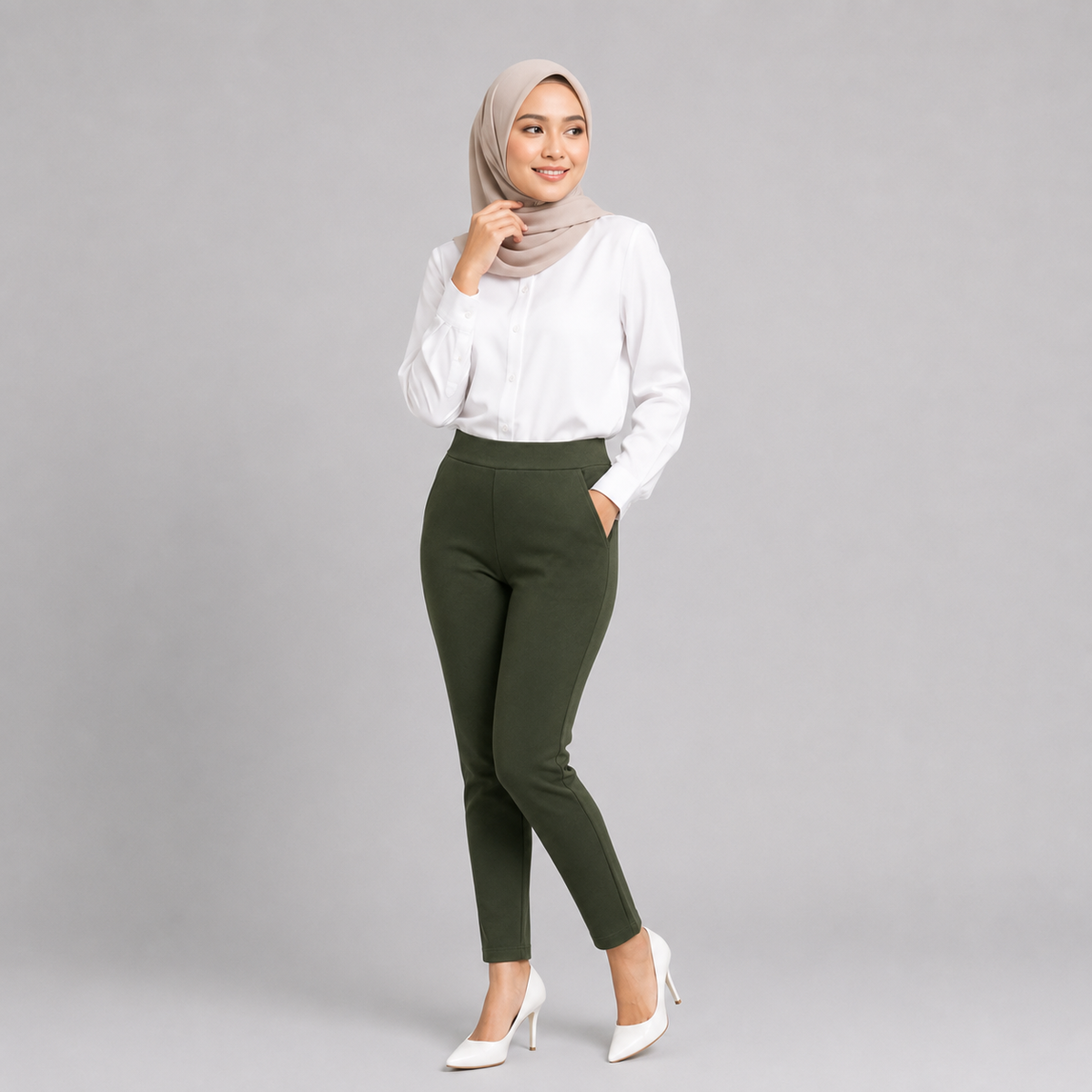 YFS Women OL Stretchable Skinny Fit Plain Color Leggings
