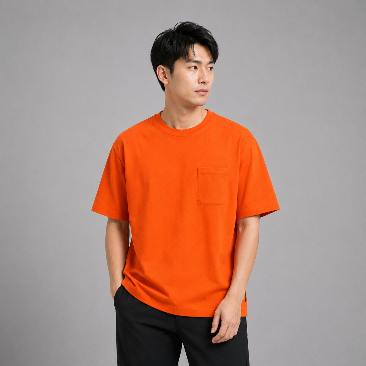 AD Men Premium Relax Fit Pocket Tee | Oversized Cotton T-Shirt | Basic Plain Tee Streetwear | Unisex Loose Fit