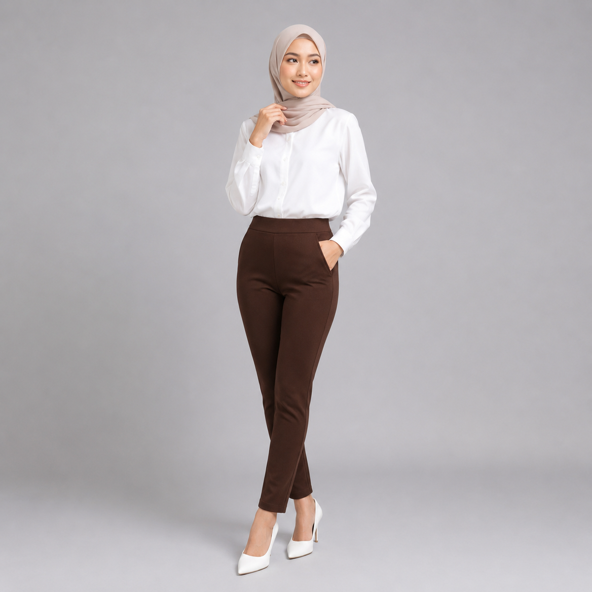 YFS Women OL Stretchable Skinny Fit Plain Color Leggings