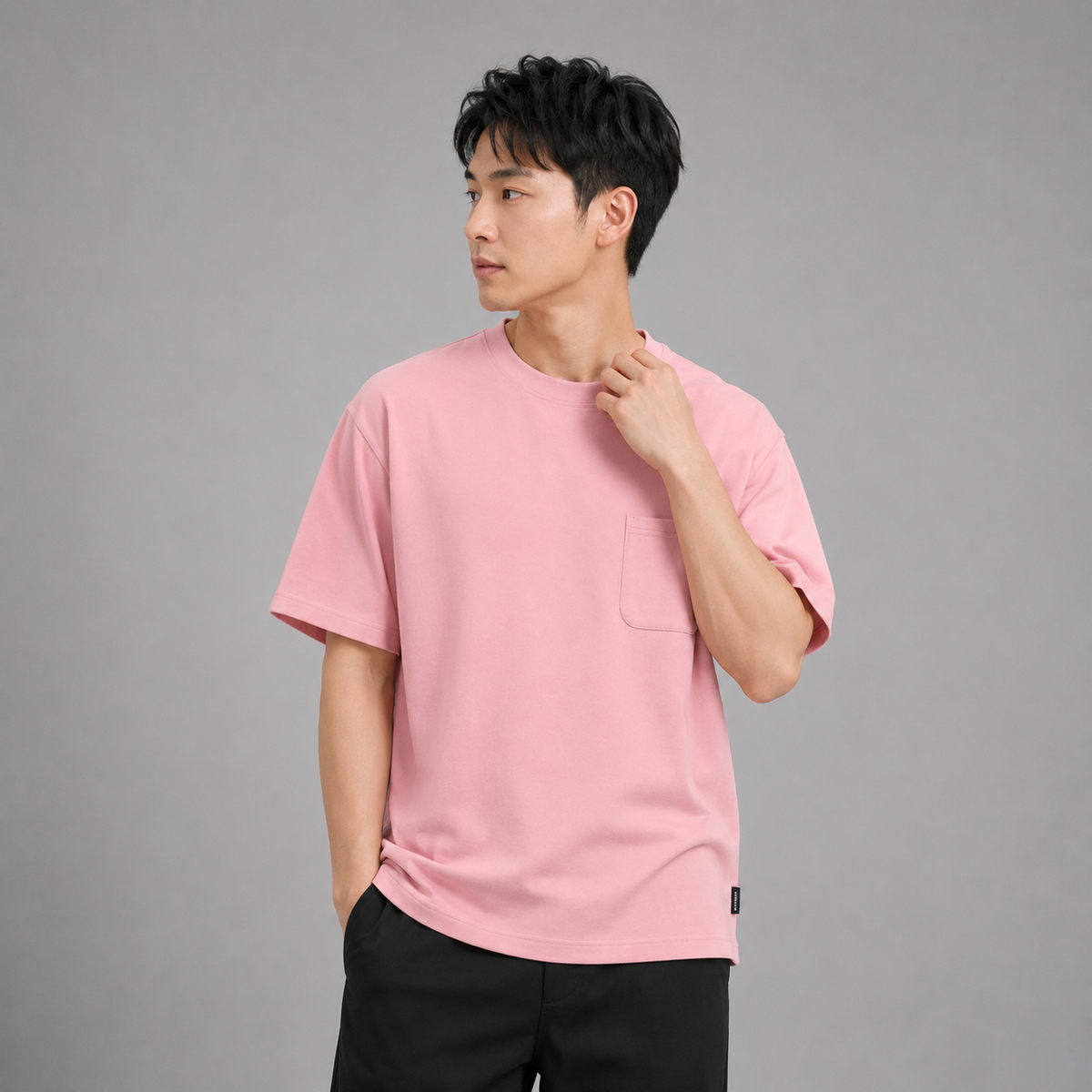 AD Men Premium Relax Fit Pocket Tee | Oversized Cotton T-Shirt | Basic Plain Tee Streetwear | Unisex Loose Fit